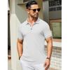 imageCOOFANDY Mens Textured Polo Shirts Short Sleeve Slim Fit Casual Button Polo TShirt Summer Collared Golf ShirtWhite