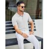 imageCOOFANDY Mens Textured Polo Shirts Short Sleeve Slim Fit Casual Button Polo TShirt Summer Collared Golf ShirtWhite