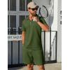 imageCOOFANDY Mens Tracksuit Casual 2 Piece Quarter Zip Polo Shirt and Shorts Set Athletic Jogging Sports OutfitsArmy Green