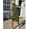 imageCOOFANDY Mens Tracksuit Casual 2 Piece Quarter Zip Polo Shirt and Shorts Set Athletic Jogging Sports OutfitsArmy Green