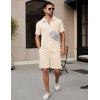imageCOOFANDY Mens Tracksuit Casual 2 Piece Quarter Zip Polo Shirt and Shorts Set Athletic Jogging Sports OutfitsBeige