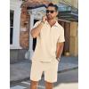 imageCOOFANDY Mens Tracksuit Casual 2 Piece Quarter Zip Polo Shirt and Shorts Set Athletic Jogging Sports OutfitsBeige