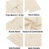 imageCOOFANDY Mens Tracksuit Casual 2 Piece Quarter Zip Polo Shirt and Shorts Set Athletic Jogging Sports OutfitsBeige