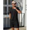 imageCOOFANDY Mens Tracksuit Casual 2 Piece Quarter Zip Polo Shirt and Shorts Set Athletic Jogging Sports OutfitsBlack