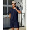 imageCOOFANDY Mens Tracksuit Casual 2 Piece Quarter Zip Polo Shirt and Shorts Set Athletic Jogging Sports OutfitsDark Blue