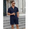 imageCOOFANDY Mens Tracksuit Casual 2 Piece Quarter Zip Polo Shirt and Shorts Set Athletic Jogging Sports OutfitsDark Blue