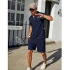 imageCOOFANDY Mens Tracksuit Casual 2 Piece Quarter Zip Polo Shirt and Shorts Set Athletic Jogging Sports OutfitsDark Blue