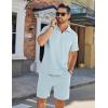 imageCOOFANDY Mens Tracksuit Casual 2 Piece Quarter Zip Polo Shirt and Shorts Set Athletic Jogging Sports OutfitsLight Blue