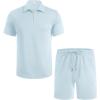 imageCOOFANDY Mens Tracksuit Casual 2 Piece Quarter Zip Polo Shirt and Shorts Set Athletic Jogging Sports OutfitsLight Blue