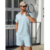 imageCOOFANDY Mens Tracksuit Casual 2 Piece Quarter Zip Polo Shirt and Shorts Set Athletic Jogging Sports OutfitsLight Blue