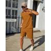 imageCOOFANDY Mens Tracksuit Casual 2 Piece Quarter Zip Polo Shirt and Shorts Set Athletic Jogging Sports OutfitsLight Brown
