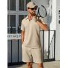 imageCOOFANDY Mens Tracksuit Casual 2 Piece Quarter Zip Polo Shirt and Shorts Set Athletic Jogging Sports OutfitsLight Khaki