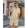imageCOOFANDY Mens Tracksuit Casual 2 Piece Quarter Zip Polo Shirt and Shorts Set Athletic Jogging Sports OutfitsLight Khaki