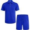 imageCOOFANDY Mens Tracksuit Casual 2 Piece Quarter Zip Polo Shirt and Shorts Set Athletic Jogging Sports OutfitsSapphire