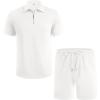 imageCOOFANDY Mens Tracksuit Casual 2 Piece Quarter Zip Polo Shirt and Shorts Set Athletic Jogging Sports OutfitsWhite