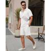 imageCOOFANDY Mens Tracksuit Casual 2 Piece Quarter Zip Polo Shirt and Shorts Set Athletic Jogging Sports OutfitsWhite