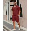 imageCOOFANDY Mens Tracksuit Casual 2 Piece Quarter Zip Polo Shirt and Shorts Set Athletic Jogging Sports OutfitsWine Red