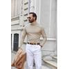 imageCOOFANDY Mens Turtle Neck Shirts High Neck Mock Neck T Shirts Long Sleeve Slim Fit Sweater Casual Thermal PulloverBeige