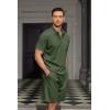 imageCOOFANDY Mens Waffle Knit Polo Shirt and Shorts Set 2 Pieces Outfits Summer Suit Casual Tracksuit with PocketsArmy Green