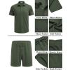 imageCOOFANDY Mens Waffle Knit Polo Shirt and Shorts Set 2 Pieces Outfits Summer Suit Casual Tracksuit with PocketsArmy Green
