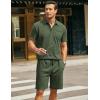 imageCOOFANDY Mens Waffle Knit Polo Shirt and Shorts Set 2 Pieces Outfits Summer Suit Casual Tracksuit with PocketsArmy Green