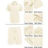 imageCOOFANDY Mens Waffle Knit Polo Shirt and Shorts Set 2 Pieces Outfits Summer Suit Casual Tracksuit with PocketsBeige