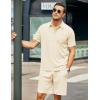 imageCOOFANDY Mens Waffle Knit Polo Shirt and Shorts Set 2 Pieces Outfits Summer Suit Casual Tracksuit with PocketsBeige