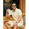 imageCOOFANDY Mens Waffle Knit Polo Shirt and Shorts Set 2 Pieces Outfits Summer Suit Casual Tracksuit with PocketsBeige