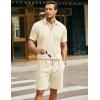 imageCOOFANDY Mens Waffle Knit Polo Shirt and Shorts Set 2 Pieces Outfits Summer Suit Casual Tracksuit with PocketsBeige