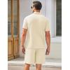 imageCOOFANDY Mens Waffle Knit Polo Shirt and Shorts Set 2 Pieces Outfits Summer Suit Casual Tracksuit with PocketsBeige