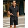imageCOOFANDY Mens Waffle Knit Polo Shirt and Shorts Set 2 Pieces Outfits Summer Suit Casual Tracksuit with PocketsBlack