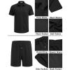 imageCOOFANDY Mens Waffle Knit Polo Shirt and Shorts Set 2 Pieces Outfits Summer Suit Casual Tracksuit with PocketsBlack