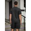 imageCOOFANDY Mens Waffle Knit Polo Shirt and Shorts Set 2 Pieces Outfits Summer Suit Casual Tracksuit with PocketsBlack
