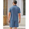 imageCOOFANDY Mens Waffle Knit Polo Shirt and Shorts Set 2 Pieces Outfits Summer Suit Casual Tracksuit with PocketsBlue
