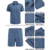imageCOOFANDY Mens Waffle Knit Polo Shirt and Shorts Set 2 Pieces Outfits Summer Suit Casual Tracksuit with PocketsBlue