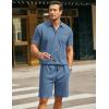 imageCOOFANDY Mens Waffle Knit Polo Shirt and Shorts Set 2 Pieces Outfits Summer Suit Casual Tracksuit with PocketsBlue