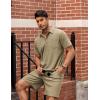 imageCOOFANDY Mens Waffle Knit Polo Shirt and Shorts Set 2 Pieces Outfits Summer Suit Casual Tracksuit with PocketsKhaki