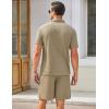 imageCOOFANDY Mens Waffle Knit Polo Shirt and Shorts Set 2 Pieces Outfits Summer Suit Casual Tracksuit with PocketsKhaki