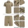 imageCOOFANDY Mens Waffle Knit Polo Shirt and Shorts Set 2 Pieces Outfits Summer Suit Casual Tracksuit with PocketsKhaki