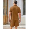 imageCOOFANDY Mens Waffle Knit Polo Shirt and Shorts Set 2 Pieces Outfits Summer Suit Casual Tracksuit with PocketsLight Brown