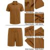 imageCOOFANDY Mens Waffle Knit Polo Shirt and Shorts Set 2 Pieces Outfits Summer Suit Casual Tracksuit with PocketsLight Brown
