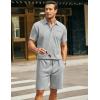 imageCOOFANDY Mens Waffle Knit Polo Shirt and Shorts Set 2 Pieces Outfits Summer Suit Casual Tracksuit with PocketsLight Grey