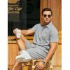 imageCOOFANDY Mens Waffle Knit Polo Shirt and Shorts Set 2 Pieces Outfits Summer Suit Casual Tracksuit with PocketsLight Grey