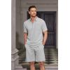 imageCOOFANDY Mens Waffle Knit Polo Shirt and Shorts Set 2 Pieces Outfits Summer Suit Casual Tracksuit with PocketsLight Grey