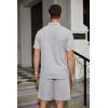 imageCOOFANDY Mens Waffle Knit Polo Shirt and Shorts Set 2 Pieces Outfits Summer Suit Casual Tracksuit with PocketsLight Grey