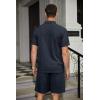 imageCOOFANDY Mens Waffle Knit Polo Shirt and Shorts Set 2 Pieces Outfits Summer Suit Casual Tracksuit with PocketsNavy Blue