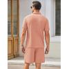 imageCOOFANDY Mens Waffle Knit Polo Shirt and Shorts Set 2 Pieces Outfits Summer Suit Casual Tracksuit with PocketsPink