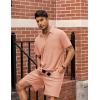 imageCOOFANDY Mens Waffle Knit Polo Shirt and Shorts Set 2 Pieces Outfits Summer Suit Casual Tracksuit with PocketsPink