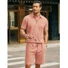 imageCOOFANDY Mens Waffle Knit Polo Shirt and Shorts Set 2 Pieces Outfits Summer Suit Casual Tracksuit with PocketsPink
