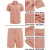 imageCOOFANDY Mens Waffle Knit Polo Shirt and Shorts Set 2 Pieces Outfits Summer Suit Casual Tracksuit with PocketsPink